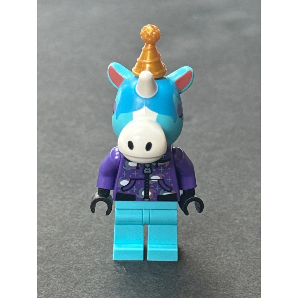 LEGO Animal Crossing Julian Minifigure Blue Purple Hoodie Gold Party Hat